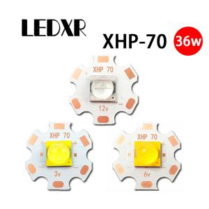 XHP70 LED 고전력 7070 세라믹 20/36W DC3V6V12V 백색광 따뜻한 흰색 파란색 빛 손전등 헤드라이트 서치 유지 보수