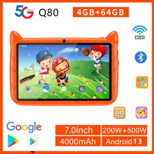 새로운 5G WiFi 키즈 태블릿 7 인치 쿼드 코어 4GB RAM 64GB ROM 안드로이드 13 Google 학습 교육 게임 태블릿 블루투스