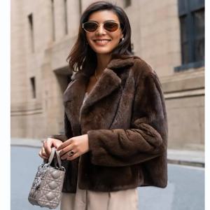 여성용 100% 정품 밍크 모피 재킷 겨울 따뜻함 패션 유럽 스트리트 스타일