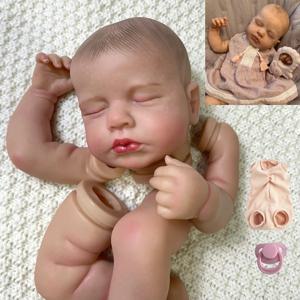 MRB 20 인치 Reborn LouLou 3D 스킨 페인트 키트 뿌리 속눈썹 및 천 바디 조립되지 않은 Reborn Baby Doll 부품 DIY Molds