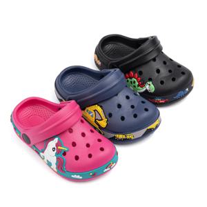 유아 여아 남아 플랫 힐 샌들 귀여운 만화 유니콘 트럭 공룡 구멍 신발 해변 물놀이 스포츠 부드러운 미끄럼 방지 밑창 뮬