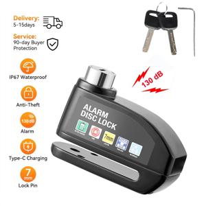 오토바이 알람 잠금 자전거 디스크 잠금 경고 130DB 보안 합금 도난 방지 방수 브레이크 로터 자물쇠 디스크 브레이크 잠금