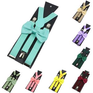탄성 가죽 멜빵 Bowtie 세트 교정기 남성 여성 세이지 그린 조절 교정기 스트랩 결혼식 Y 백 셔츠 액세서리