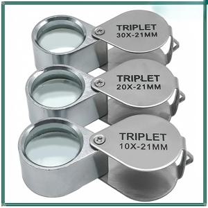 10-30X 포켓 루페 돋보기 쥬얼리 돋보기 접이식 다이아몬드 루파 삼중 보석상 눈 유리 도구 독서 돋보기