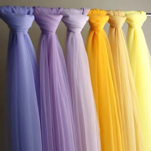 라일락 퍼플 옐로우 소프트 얇은 명주 그물 원단, 결혼식 축하 커튼, 의류 메쉬 레이아웃, 의자 뒷면 원사, DIY 수제 바느질