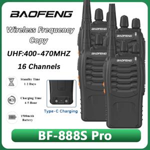 Baofeng BF-888S 프로 워키토키, 무선 복사 주파수 유형, USB-C 충전, 양방향 라디오, 16 채널, UHF 400-470MHz 햄, 2 PCs, 4PCs