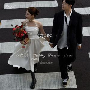 TULX 간단한 실크 새틴 한국 웨딩 파티 드레스 사진 촬영 한 어깨 차 길이 신부 가운 코르셋 뒤로 맞춤 제작 2025