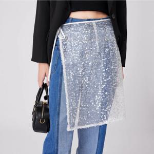 여성용 반짝이 레이스 하프 길이 패션, 내부 밑단 스커트, 겹쳐 쌓은 여성 의류 스커트, 밑단 방귀 커튼