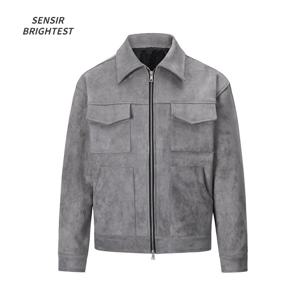 남성용 오버사이즈 캐주얼 의류, 하이 스트리트 포켓, 지퍼, 스웨이드, 두꺼운 코트, 루즈한 바람막이, 가을 재킷