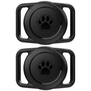 2 팩 Airtag 개 목걸이 홀더 Apple AirTags 케이스 용 방수 실리콘 애완 동물 고양이 목걸이 용 내구성 및 경량 에어 태그 케이스