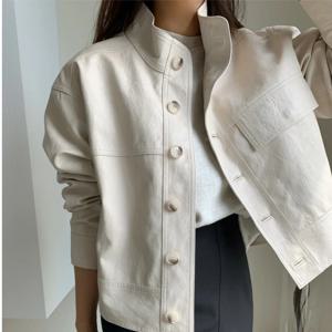 비즈니스 스타일 가죽 재킷 여성용 겨울 시즌 100% 기타 재질 비즈니스 스타일 가죽 재킷 레더 코트 가죽 자켓