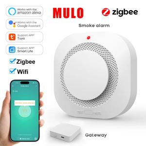 Tuya ZigBee WiFi 스마트 연기 감지기 경보 센서, 스마트 라이프 앱을 통한 홈 보안 시스템용 화재 보호