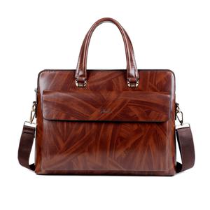고급 서류 가방 PU 가죽 남성용 나무 질감 이그 제 큐 티브 문서 사무실 어깨 포트폴리오 대용량 비즈니스 사이드 백