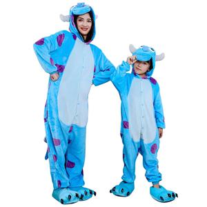 여성 남성 Onesies Kigurumi Sulley 만화 Onesie 애니메이션 잠옷 겨울 복장 축제 파티 정장 할로윈 크리스마스 선물