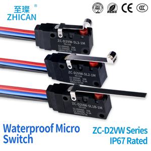 ZHICAN IP67 방수 마이크로 스위치 소형 리미트 스위치 5L1B-1M/5L2A/5L3-3M 개폐형 와이어 롤러 버튼 스위치
