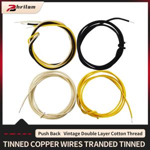 천으로 덮인 왁스 처리된 빈티지 스타일 푸시백 기타 와이어(흰색/검은색/노란색) 일렉트릭 기타 업그레이드용 푸시백 와이어, 22 AWG 와이어