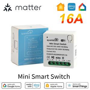 Matter 16A WiFi 미니 스마트 스위치 패스스루 연결 해제 이중 제어 Outletorks 원격 제어 타이머