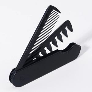 1pcs 검정색 2-in-1 접이식 빗, 건식 및 습식 앞머리 모두를 위한 이중 치아 접이식 빗, 휴대용 디자인, 실제 머리 가발용 특별