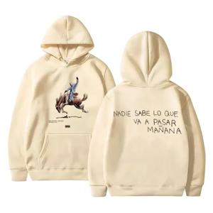 남성 여성 양털 대형 후드 힙합 랩퍼 Bad Bunny Nadie Sabe Lo Que Va A Pasar Mañana 까마귀 남성용 Hoody 스웨터