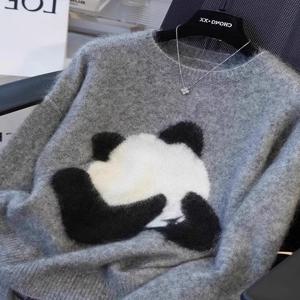 여성용 라운드넥 캐시미어 스웨터 두꺼운 루즈핏 니트 슬리밍 베이스 셔츠 편안한 피부 친화적인 빈티지 스타일