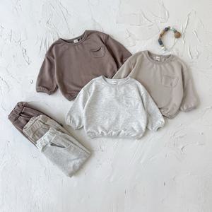 INS 키즈 남아 뉴욕 스웨트셔츠 & 조거 팬츠 세트 2025 가을 신상 여아 아기 옷 유아 후드티와 바지 2종 세트