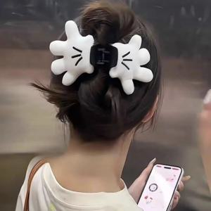 여성용 만화 미키 팜 그리퍼, 귀여운 미키 작은 손 그리퍼, 인 스타일 3D 인형 헤어 클립, 미키 팜 그리퍼