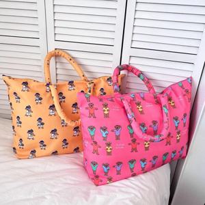 대용량 아동 여행용 침낭 수납 가방 유아복 핸드백 접이식 나일론 만화 프린트 더플백