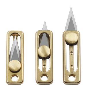 미니 황동 푸시 나이프 키체인 휴대용 EDC 키체인 펜던트 오픈너 야외 캠핑 도구 미니 나이프 키링