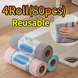 20개/롤 마이크로파이버 타월 흡수성 주방 청소용 행주 논스틱 오일 설거지용 행주 냅킨 식기 홈 클리닝 타월