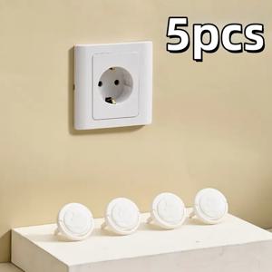 5pcs EU 어린이 보호 소켓 커버 - 당김 링이 있는 안전 플러그 보호기, 유럽 표준 소켓용 내구성 콘센트 가드