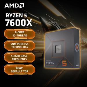 AMD 라이젠 5 7600X 박스형 4.7GHz 6코어 12스레드 PCIE 5.0 105W CPU 프로세서 5NM L3=32M 100-000000593 AM5 게이밍 프로세서