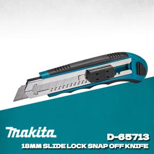 마키타 ‎ D-65713 18mm 슬라이드 잠금 스냅오프 나이프 총 8개 칼날 포함 접이식 추가 칼날 편안한 고무 손잡이 나이프