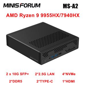 MINISFORUM MS-A2 미니 PC AMD R9 7945HX 7940HX 9955HX DDR5 4*NVMe SSD M.2 2280 PCIe 16 WiFi 6E BT5.2 2*10G SFP+ USB-C*2 컴퓨터