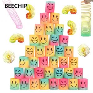 12개/세트 무지개 쌓기 음악 퍼즐 플라스틱 소형 선물 스프링 서클매직 무지개 서클 남아 여아 선물