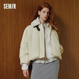세미르 다운 재킷 여성 래글런 소매 탈부착 가능한 퍼 칼라 2025 신상 겨울 오버사이즈 버드 스타일 레트로 아우터웨어 여성 의류