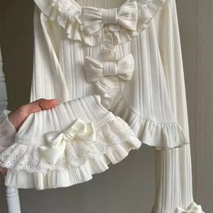 카와이 로리타 크롭 니트 가디건, 하트 레이스 오픈워크 봄 커버업, 일본식 스위트 빈티지 스타일 자외선 차단 스웨터