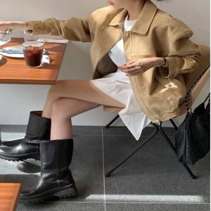 레트로 칼라 자켓 여성용 2025 가을 신상 올매치 지퍼 루즈핏 캐주얼 야구 유니폼 아우터탑 만능 스트릿웨어