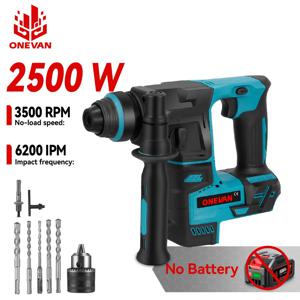 ONEVAN 2500W 브러시리스 전기 해머 드릴 휴대용 무선 경량 임팩트 드릴링 전동 공구 마키타 배터리용