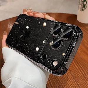 카메라 보호 글리터 블링 클리어 폰 케이스 애플 아이폰 17 에어 13 12 11 14 15 16 17 프로 맥스 플러스 소프트 실리콘 커버