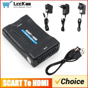 SCART-HDMI 호환 1080P 비디오 오디오 고급 변환기 어댑터(스카이 박스 STB 플러그 앤 플레이 DC 케이블용 USB 케이블 포함)