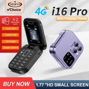 SERVO I16 PRO 4G LTE 접이식 미니 휴대폰 2 SIM 스피드 다이얼 통화 녹음 손전등 1.77'' 스크린 플립 휴대폰 블랙리스