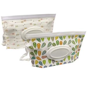 2팩 휴대용 티슈 가방 세트 물티슈 홀더 컨테이너, 재사용 가능하고 리필 가능한 개인 여행용 물티슈 디스펜서 케이스