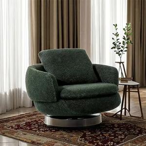 이탈리아 미니멀리스트 회전 의자 - 스테인리스 스틸 회전 라운지 의자 |   빌라 및 펜트하우스용 럭셔리 디자이너 싱글 소파