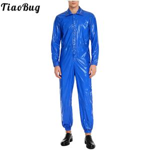 남성용 방수 작업복 전신 점프수트 작업복 턴다운 칼라 긴 소매 신축성 있는 허리 지퍼 롬퍼