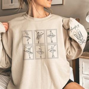 맞춤 발레 댄서 개인 이름 엄마 선물 미적 감성 스웨트셔츠 엄마 공연 가을 겨울 긴팔 풀오버