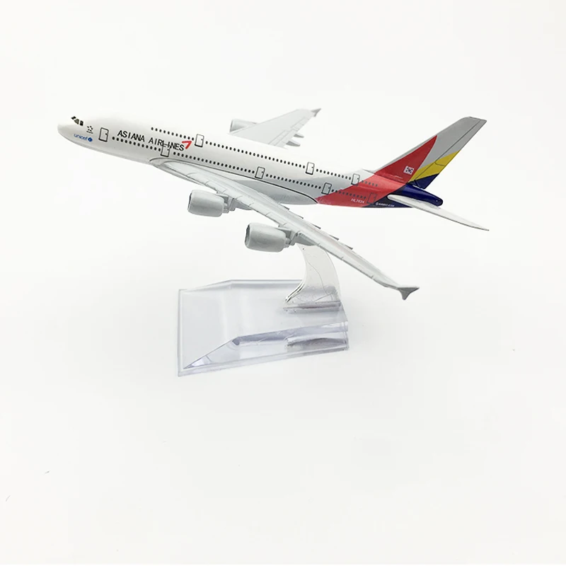JASON TUTU 16cm Asiana Airlines 비행기 모델 Airbus A380 비행기 비행기 다이캐스트 금속 1/400 스케일 비행기