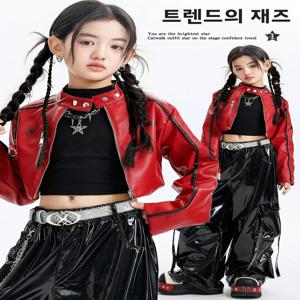 여자아이 재즈 댄스 공연 재킷 긴팔 연습복 아동 패션 멋진 댄스웨어 면 소재 전통 민족 무대 의상