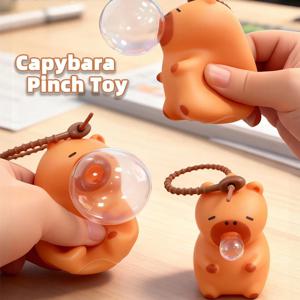 카피바라 핀치 토이 스퀴즈 버블 불기 재미있는 스트레스 해소 장난감 장식 백팩 키체인 피젯 토이