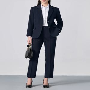 싱글 브레스티드 노치 라펠 수트 세트: 슬림핏 블레이저 & 포멀 바지, 미니멀리스트 출퇴근 스타일에 우아한 세련미를 더하다