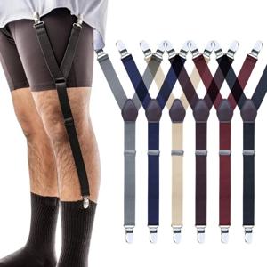 남성용 셔츠 홀더 1쌍 Y형 조절 가능한 탄성 레그 서스펜더 스트랩 미끄럼 방지 클립 양말 가터 클램프 주름 방지